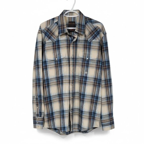 Roper Blue and Cream Plaid Western Shirt - Picture 1 of 6